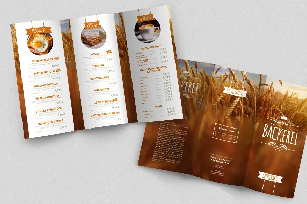 Menu card template bakery - A4 spiral fold