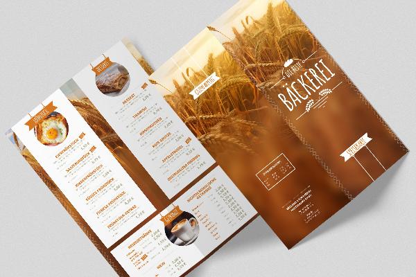 Modello di menu da panetteria - volantino formato DIN-lang