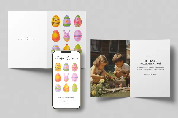 Пасхальная открытка "Девятий яйцо" - макет в вертикальном формате A5.