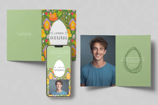 Cartolina di Pasqua "Caro saluto pasquale" - modello in formato verticale A5