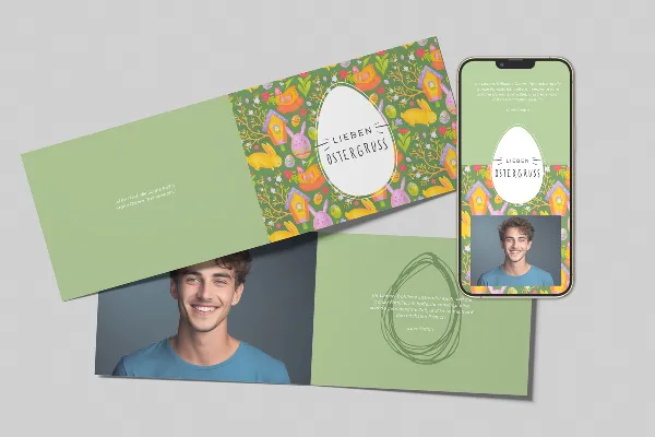Cartolina di Pasqua "Cara festa di Pasqua" - Modello nel formato orizzontale A5
