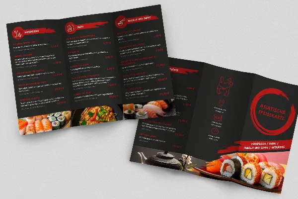 Asian cuisine menu template - A4 spiral fold