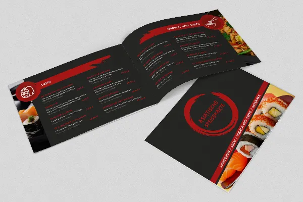 Asian cuisine menu template - A5 landscape format