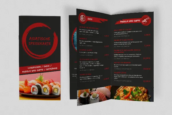 Шаблон меню для азиатской кухни - формат DIN-lang.