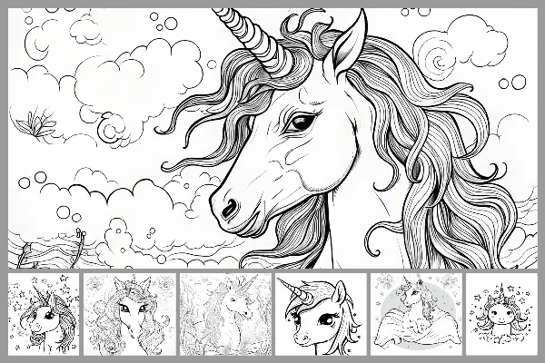 Disegni da colorare "Unicorno" per bambini - Ritratti di unicorni