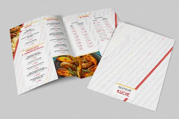 Шаблон меню немецкой кухни - вертикальный формат A4.