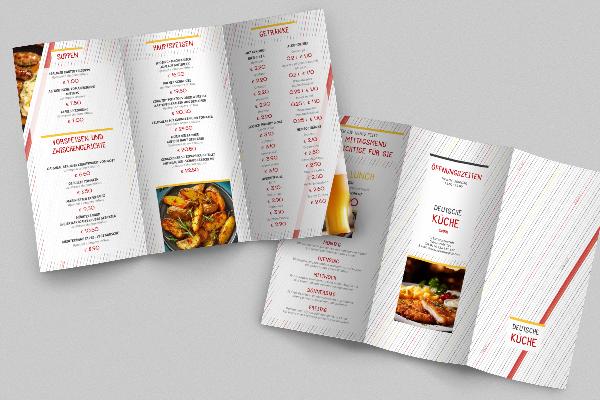 Modello di menu cucina tedesca - pieghevole A4