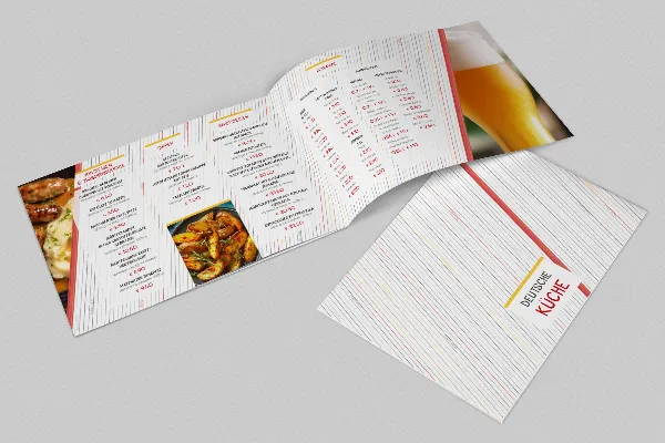 Szablon menu kuchni niemieckiej - format A5 poziomo.