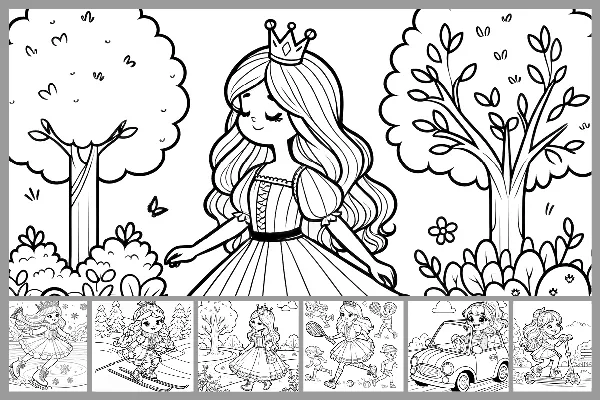 Princess" coloring pictures for children - in motion