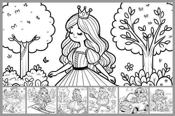 Coloriages "princesse" pour enfants - en mouvement