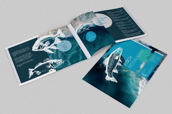 Menu template for fish specialties - A5 landscape format