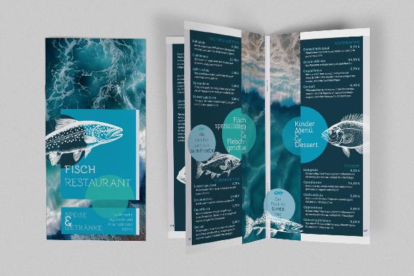Menu template for fish specialties - DIN-long