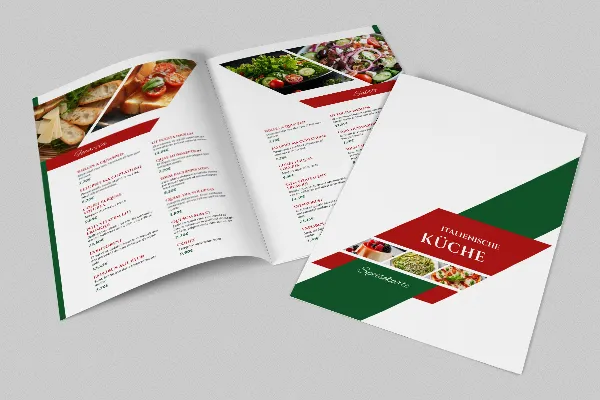 Meniu kortelės šablonas italų restoranams - A4 portreto formatas