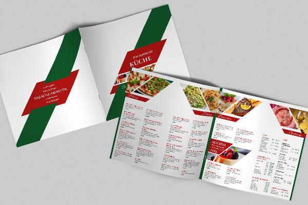 Modello di menu per ristoranti italiani - quadrato