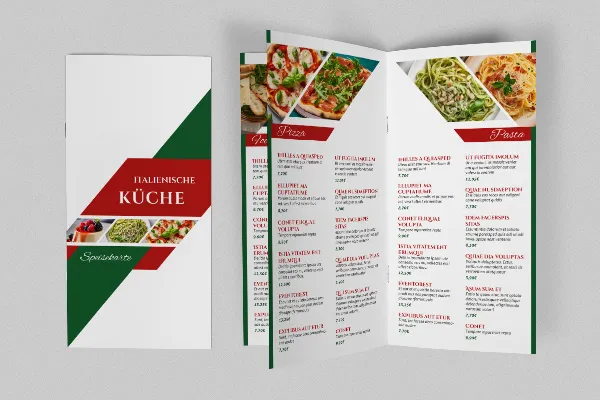 Meniu kortelės šablonas italų restoranams - DIN-long