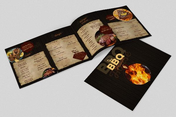 Ruokalistapohja steakhouse-ravintoloille - vaakasuuntainen A5-koko.