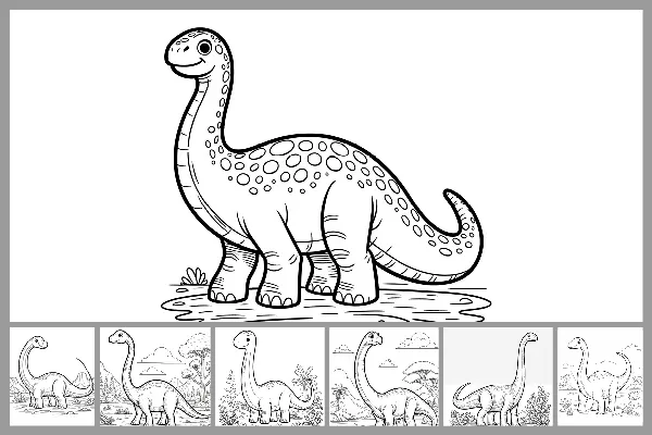 Ausmalbilder „Dinosaurier“ für Kinder – Brachiosaurus