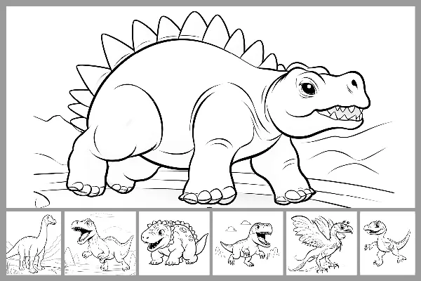 Çocuklar için "Dinozor" boyama resimleri - Koşan dinozorlar.