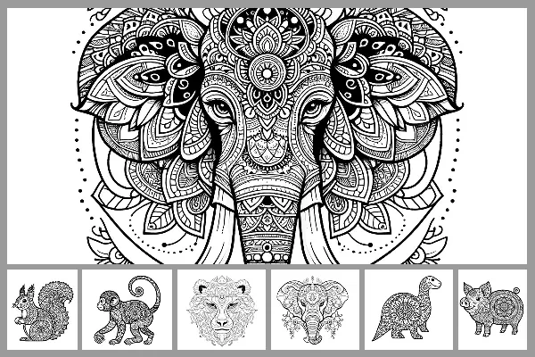 Mandala-Ausmalbilder mit Tieren