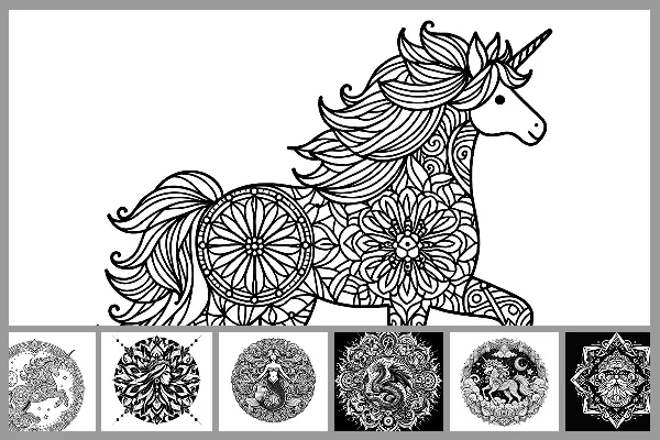 Mandala-malebøger med fantasimotiver.