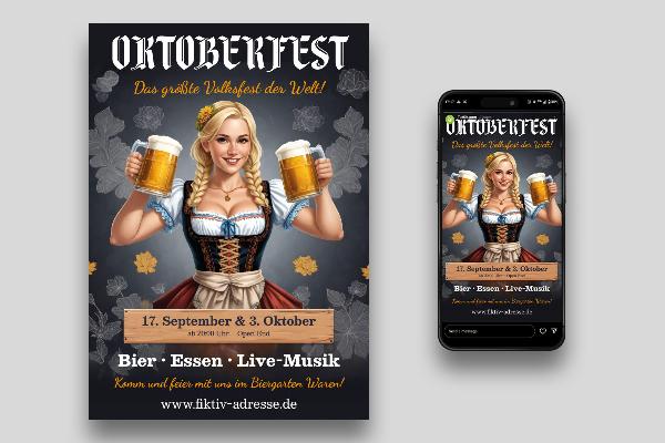 Oktoberfest: Sociala medier, flygblad och affischmall "Dark Dirn