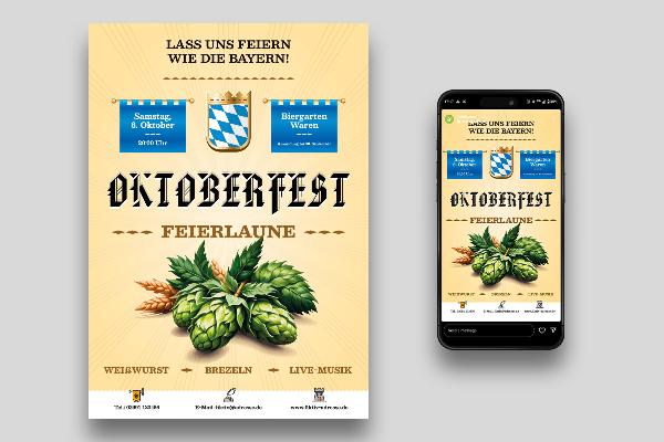 Oktoberfest: Sociala medier-, flygblads- & affischmall "Humle