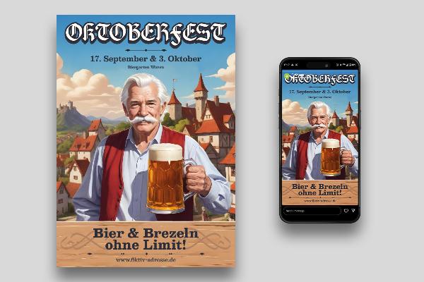 Oktoberfest: Mall för sociala medier, flygblad och affisch med temat "Berg".
