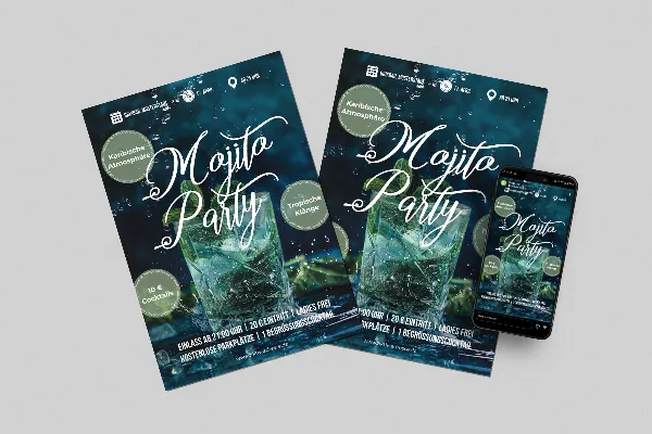 Invitation til cocktailparty: Plakat- & flyer-skabelon "Isklumper