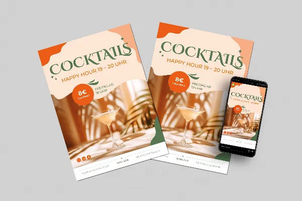 Invitation til cocktailparty: Plakat- & flyer-skabelon "Middelhavet
