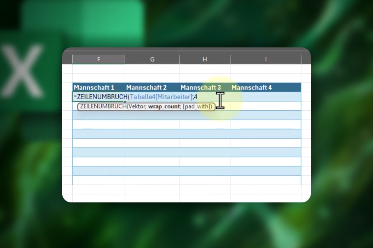 Excel-Tipps: 31 | Eine Spalte schnell in 4 Spalten aufgeteilt durch Zeilenumbruch