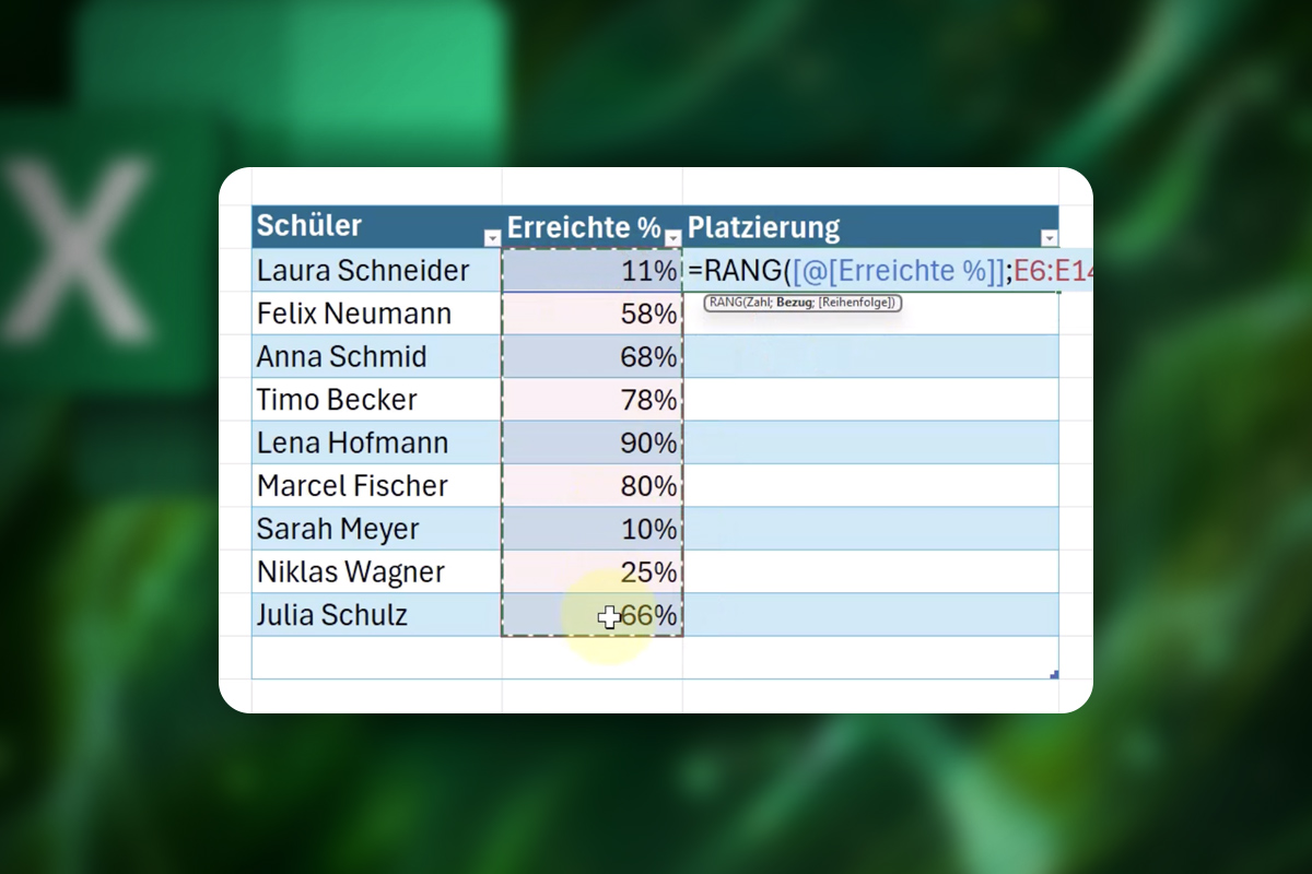 Excel-Tipps: 33 | Platzierung für z. B. einen Wettbewerb rausbekommen