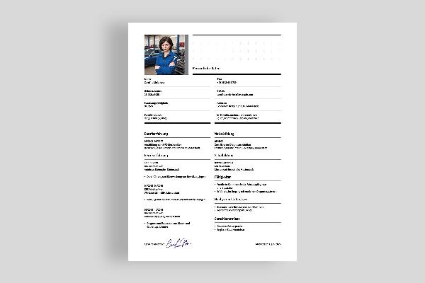 CV mal for bilemekaniker i antrasitt (en side)