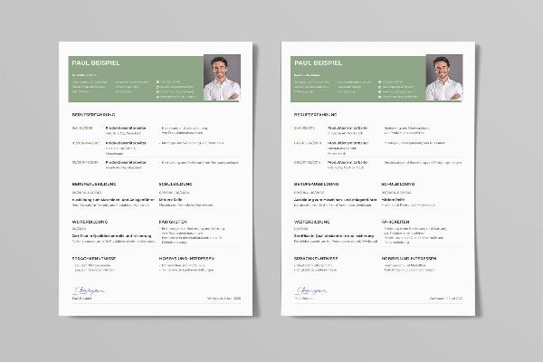 CV-mal Produksjonsmedarbeider i grønt (enkeltsidig)