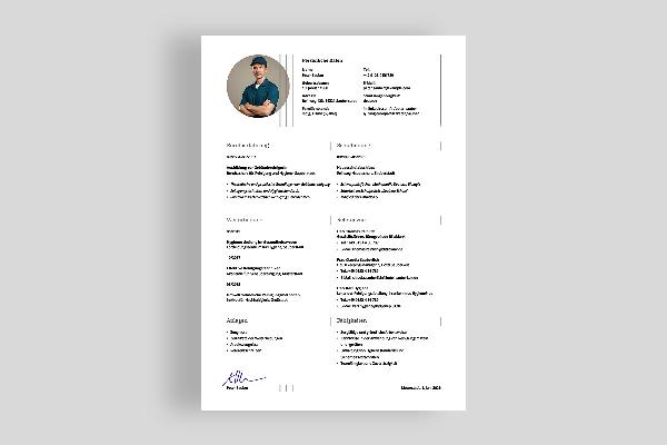 Enkel CV-mal for renholdsarbeider i jerngrå