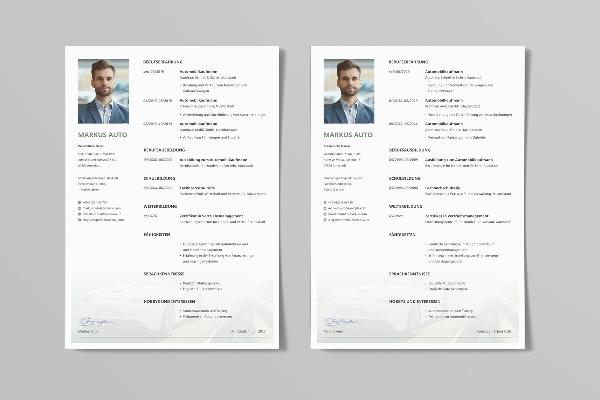Enveis CV-mal for bilselger i grønt.