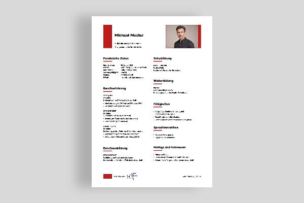 Einseitige Lebenslaufvorlage Verkäufer/-in in Rubinrot