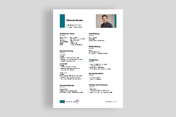 One-sided CV template Sales assistant in Water Blue