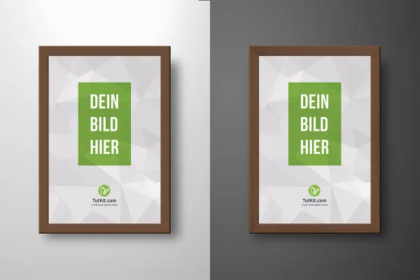 Mockup für Bilderrahmen im Hochformat, Farbe anpassbar