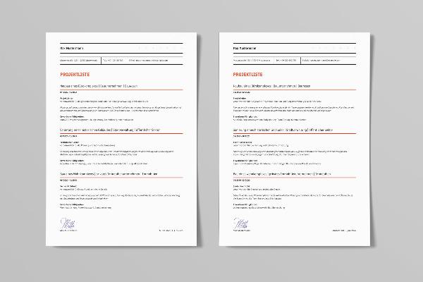 Projektlisten-Vorlage für Bewerbungen: "Architect"