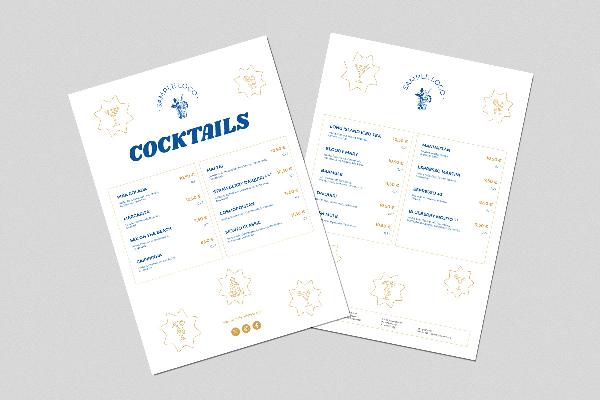 Menu cocktail e bevande "Stars" (una facciata)