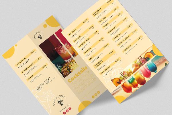 Menu dei cocktail e delle bevande "Summer" (menu pieghevole a quattro ante)