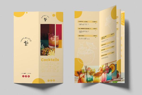 Menu cocktail e bevande "Summer" (carta pieghevole, otto pagine)