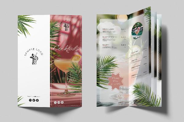 Menu cocktail e bevande "Tropical" (menu pieghevole, otto pagine)