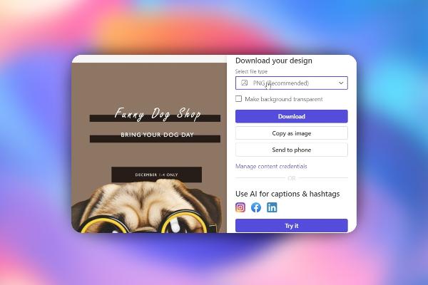 Microsoft Designer: 6.2 | Printing and digital sharing of flyers