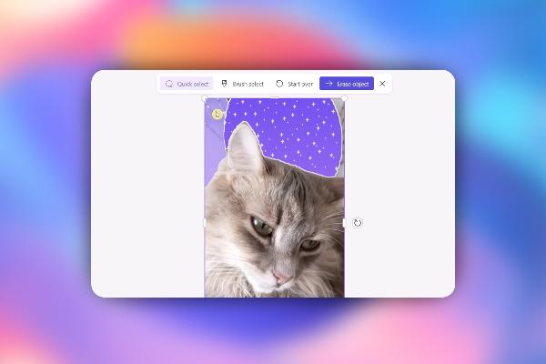 Microsoft Designer: 2.4 | Editing with AI - generative deletion