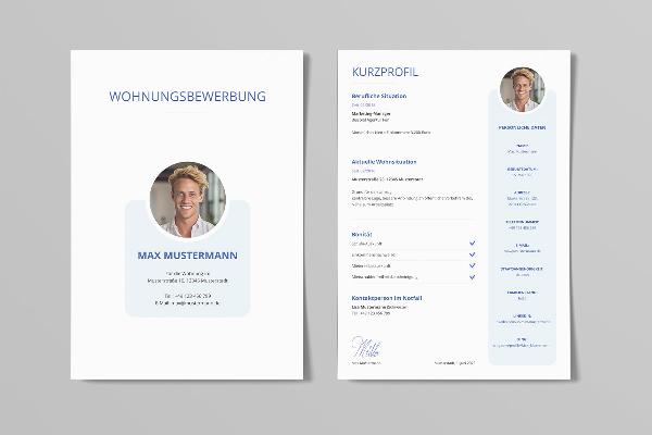 Wohnungsbewerbung: Muster für Singles (hellblau)