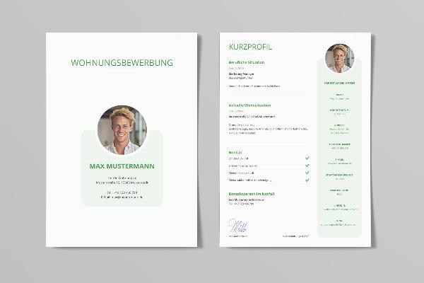 Wohnungsbewerbung: Muster für Singles (hellgrün)