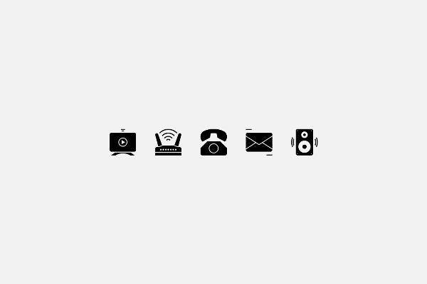 Icon set "Holiday accommodation": Contact, Communication (full surface)