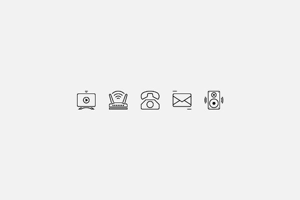 Icon Set "Holiday Accommodation": Communication (contoured)