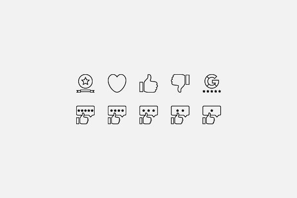 Icon set "Holiday Accommodation": Rating (contoured)